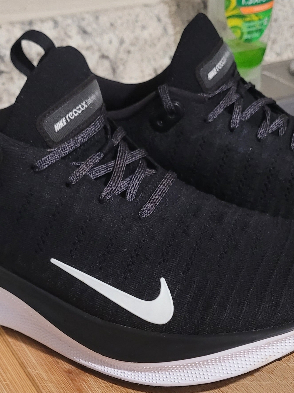 Nike react Black Athletic Shoes with White Swoosh us13